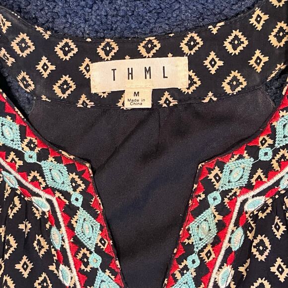 Anthropologie THML Boho Embroidered Mini Dress M Resortwear Beach Vacation - Picture 5 of 10